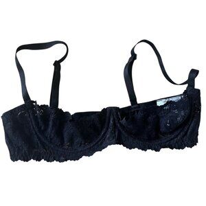 The Escante Collection Black Floral Lace Vintage Inspired Underwire Demi Bra LG